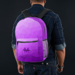 Paars geometrisch verlooppatroon Monogram Bedrukte Rugzak<br><div class="desc">Paarse gradiënt geometrisch maaspatroon Monogram Gedrukte Rugzak. Cool mode accessoire tas voor iedereen. Paarse driehoek geometrische mesh met licht tot donker ombre gradiënt ontwerp. Creëer Een unieke en gepersonaliseerde rugzak met een custom touch! Modern monogram met je initiaal en jouw naam voor die extra persoonlijke flair.</div>