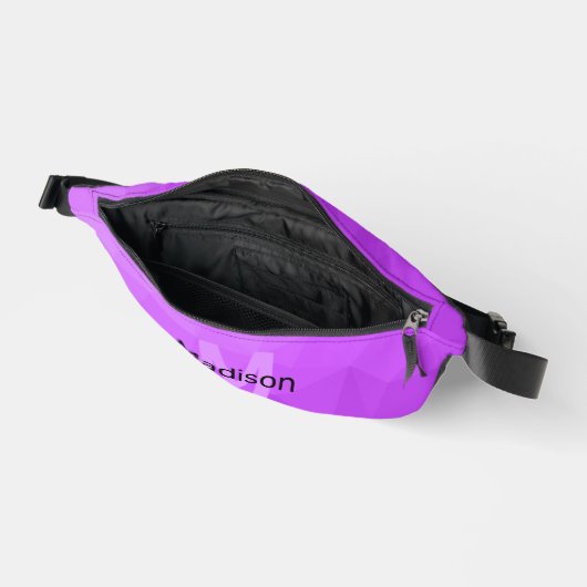 Paars geometrisch verlooppatroon Monogram Heuptasje (Open)