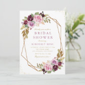 paars geometrisch vrijgezellenfeest met florvormig kaart (Staand voorkant)