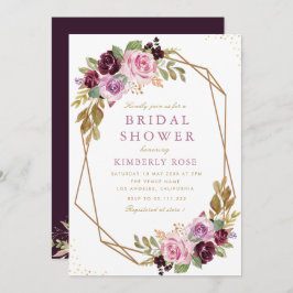 paars geometrisch vrijgezellenfeest met florvormig kaart