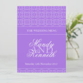 Paars gepantserd trouwdiner menu (Staand voorkant)