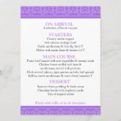 Paars gepantserd trouwdiner menu (Achterkant)