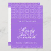 Paars gepantserd trouwdiner menu (Voorkant / Achterkant)