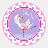 Paars gepersonaliseerd flankdansballet ronde sticker (Voorkant)