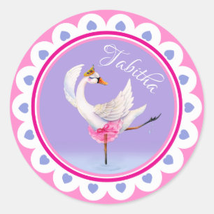 Paars gepersonaliseerd flankdansballet ronde sticker