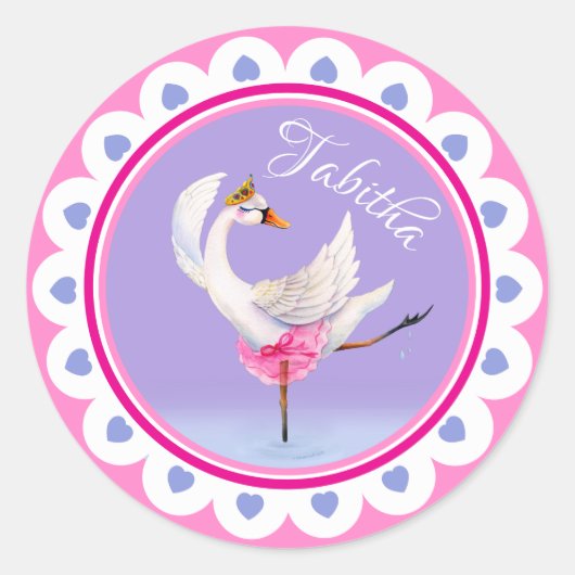 Paars gepersonaliseerd flankdansballet ronde sticker (Voorkant)
