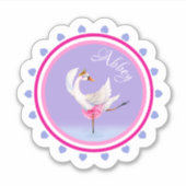Paars gepersonaliseerd flankdansballet sticker (Voorkant)