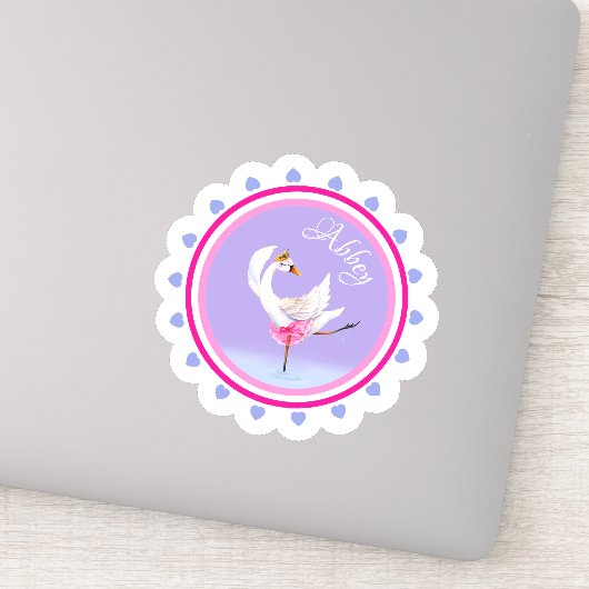 Paars gepersonaliseerd flankdansballet sticker (Detail)