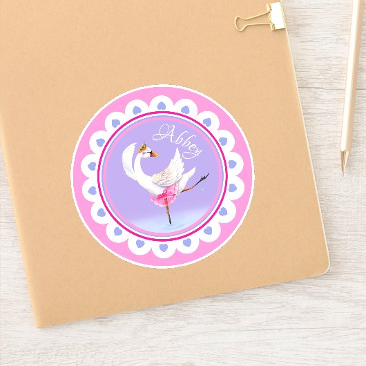 Paars gepersonaliseerd flankdansballet sticker (Notitieboek)