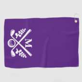 Paars Gepersonaliseerd Monogram Golfhanddoek (Horizontaal)