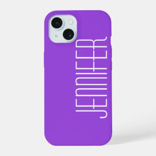Paars, gepersonaliseerde naam iPhone 15 hoesje