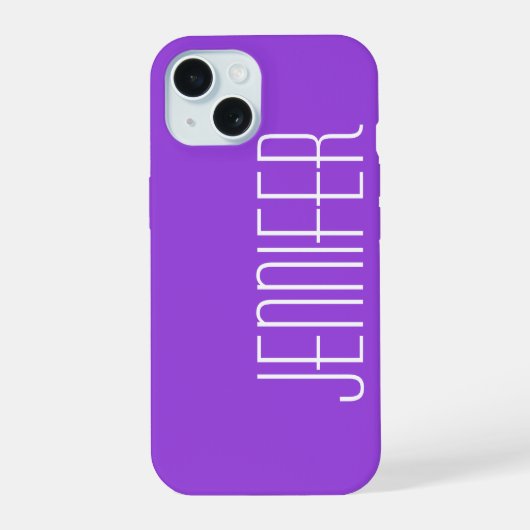 Paars, gepersonaliseerde naam iPhone 15 hoesje (Achterkant)