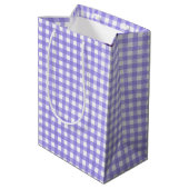 Paars gepoot op de geboorte in Gingham Medium Cadeauzakje (Achterkant Gekanteld)