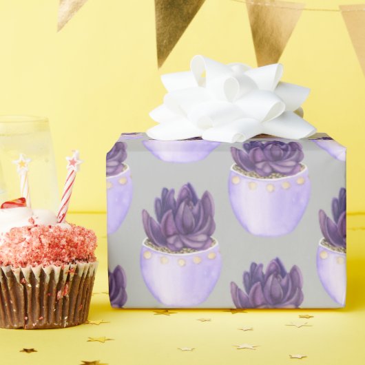 Paars gepoot Succulent Cadeaupapier (Verjaardagsfeest)