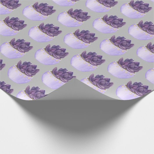 Paars gepoot Succulent Cadeaupapier (Hoek)
