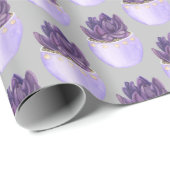 Paars gepoot Succulent Cadeaupapier (Rol Hoek)