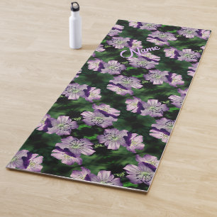 Paars Geranium Flower Pattern, gepersonaliseerd Yogamat