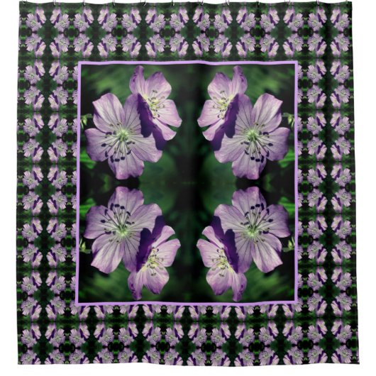  Paars-geraniumventilator Douchegordijn (Voorkant)