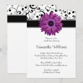 Paars Gerbera Daisy Black Scroll Vrijgezellenfeest Kaart (Voorkant / Achterkant)