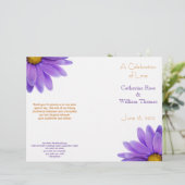 Paars Gerbera Daisy Elegant Wedding Programme (Staand voorkant)