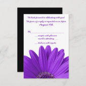 Paars Gerbera Daisy Wedding RSVP Antwoord Kaart (Voorkant / Achterkant)