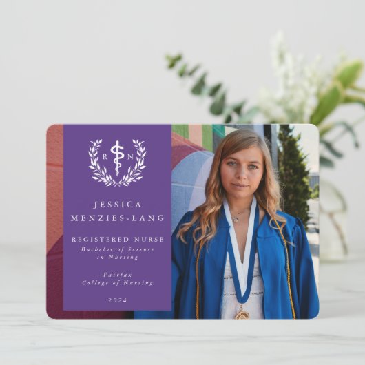 Paars geregistreerd verpleegkundige Asclepius Afst Aankondiging (Staand voorkant)