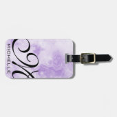 Paars gerookt marmer Script monogramed Bagagelabel (Voorkant horizontaal)