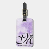 Paars gerookt marmer Script monogramed Bagagelabel (Voorkant verticaal)
