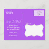 Paars geruit gingham aankondigingskaart (Achterkant)