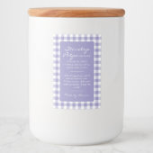 Paars geruit stovetop potpourri sudderpot etiket (Voorkant)
