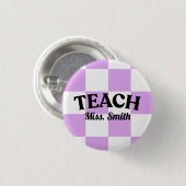 Paars Geruite Leraar Leer Pin Ronde Button 3,2 Cm (Voorkant /achterkant)