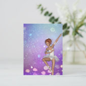 Paars geschilde Bokeh Bubbles Ballerina Briefkaart (Staand voorkant)