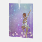 Paars geschilde Bokeh Bubbles Ballerina Glas Ornament (Voorkant links)