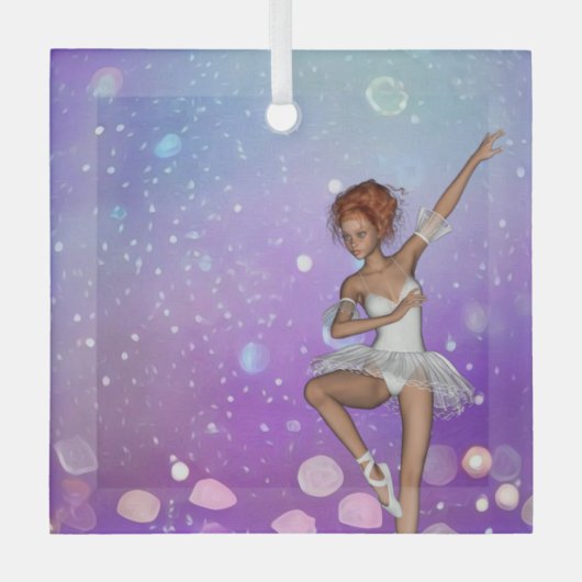 Paars geschilde Bokeh Bubbles Ballerina Glas Ornament (Voorkant)