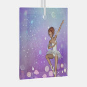 Paars geschilde Bokeh Bubbles Ballerina Glas Ornament (Voorkant Rechts)