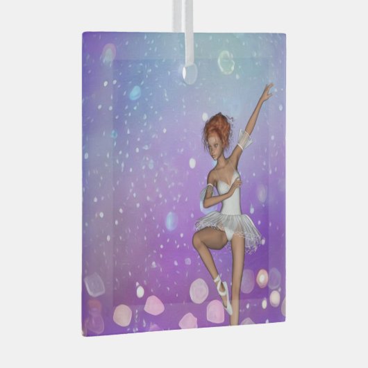 Paars geschilde Bokeh Bubbles Ballerina Glas Ornament (Voorkant Rechts)