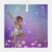 Paars geschilde Bokeh Bubbles Ballerina Glas Ornament (Achterkant)