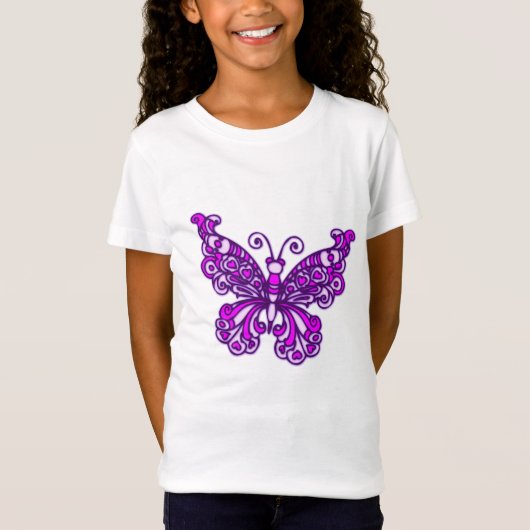 Paars gestileerde vlinder kinder T-shirt (Voorkant)