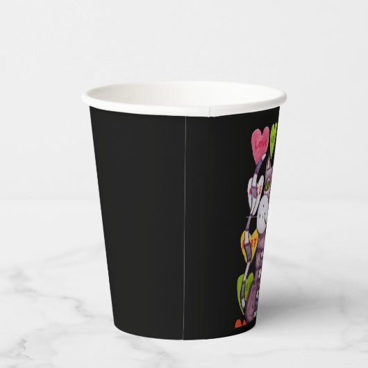 Paars gestreept kattengroen Snoep Heet Black Papieren Bekers (Rechts)