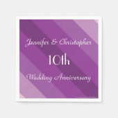 Paars gestreept Napkins, 10e Jubileum voor bruilof Servetten (Voorkant)