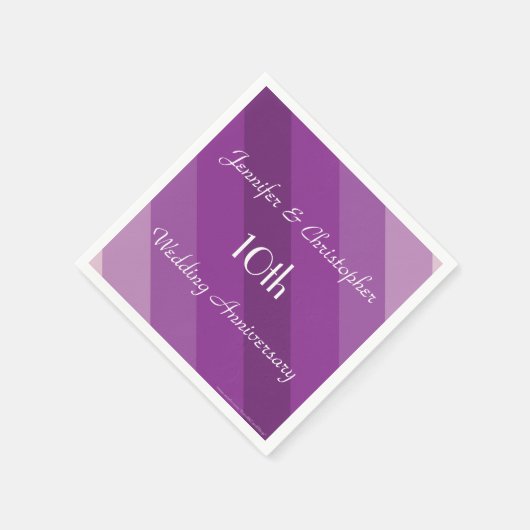 Paars gestreept Napkins, 10e Jubileum voor bruilof Servetten (Hoek)