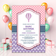Paars gestript Baby shower van een hete luchtballo
