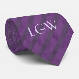Paars gestript monogram stropdas