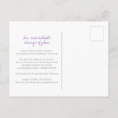 Paars getekend blad monogram huwelijks annulering aankondigingskaart (Achterkant)