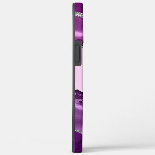 Paars getrigd met zilverglitter-monogrammen Case-Mate iPhone case (Achterkant / Rechts)