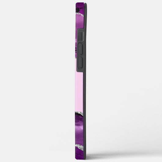 Paars getrigd met zilverglitter-monogrammen Case-Mate iPhone case (Achterkant / Links)