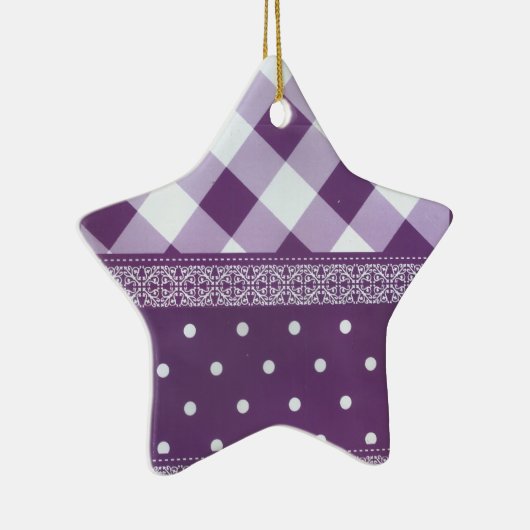 Paars, gevriesdroogd Damasloos patroon Keramisch Ornament (Rechts)