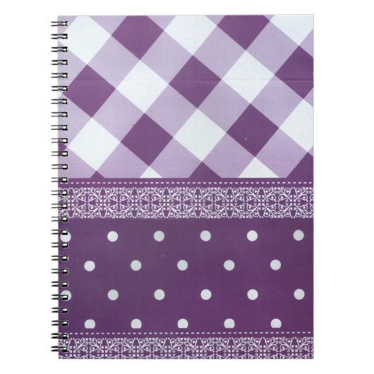 Paars, gevriesdroogd Damasloos patroon Notitieboek (Voorkant)