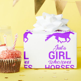 Paars gewoon een meisje dat van paarden houdt cadeaupapier