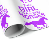 Paars gewoon een meisje dat van paarden houdt cadeaupapier (Rol Hoek)